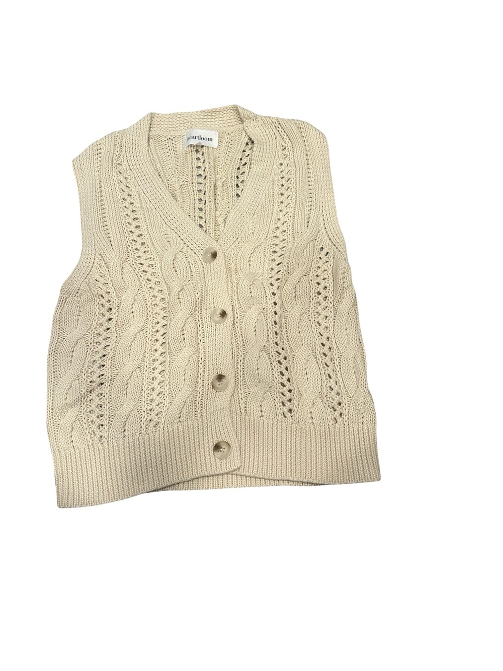 EUC Heartloom Women’s Size Large Cream Cable-Knit Button Front Sweater Vest